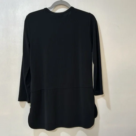 RALPH LAUREN WOMENS BLOUSE HIDDEN 3/8 BUTTONS BLACK Sz MD - Picture 3 of 10